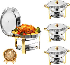 4-Pack 6QT Stainless Steel Chafing Dish Set with Accessories for Events