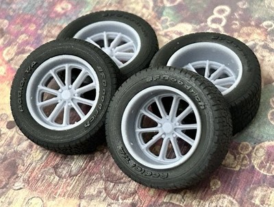 1/24 Scale: 17-inch  Rambler  wheels W/ Wide Rear Tires . Resin