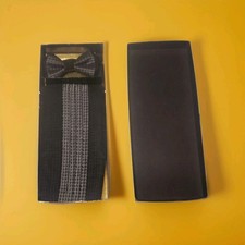 Black Gray Geometric Bow Tie  Cummerbund Set