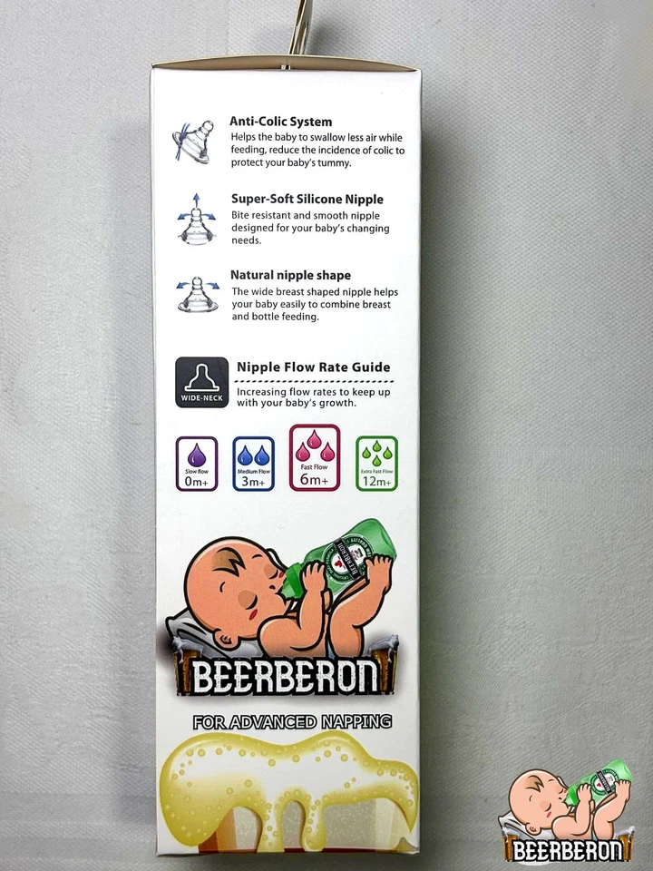 Beerberon® Biberon 330ml Anti-Colica BPA-Free | Design Birra | Idea Regalo - Immagine 3 di 4