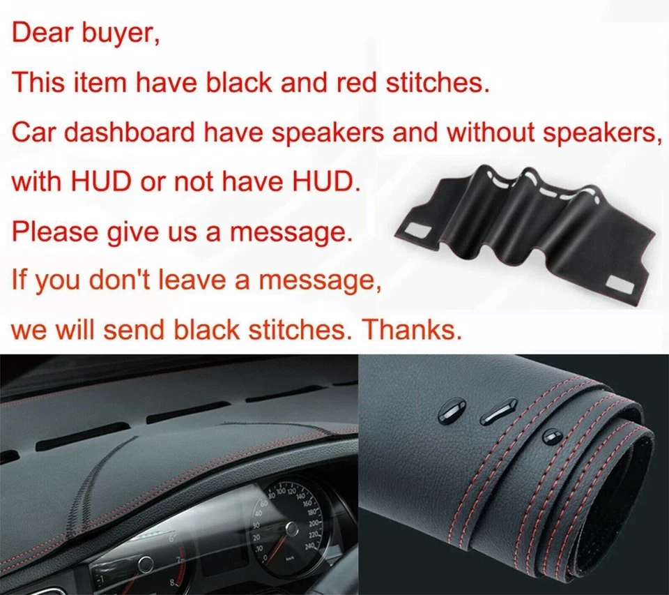 New For Ford Edge 2015-24 leather Non-slip Dash Board Cover Mat Dashboard Carpet - Imagem 2 de 4