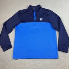 Under Armour Golf 1/4 Zip Fleece Jacket Mens Medium Blue Storm Pullover Outdoor