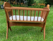 MCM Teak Wood Baby Rocking Bassinet Cradle Crib Beautiful Danish Design VTG