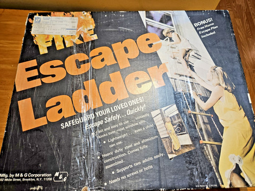 Emergency Portable Fire Escape Ladder 15FT Aluminum And Steel Vintage