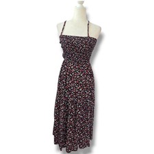 Urban Outfitters Renewal Midi Dress Black Floral Halter Size S Micro Floral New