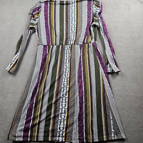 Alison Andrews Boho Wickelkleid Damen XL Lila Weiß Grün Langarm - Bild 10 von 10
