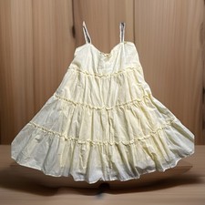 Bailey Blue Yellow Sundress Junior's XL Spaghetti Straps V-Neck Ruffles Boho