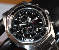 MODIFIED Casio AMW330D-1AV (2328) Black Chronograph Sapphire Crystal Men's Watch