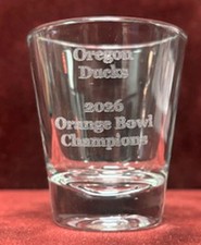 Oregon Ducks 2026 Orange Bowl Champions Heavy Duty 2 oz glass shot glass
