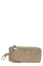 Hobo International Delve Leather Card Holder Wallet Zip Clasp Granite Gold NWT