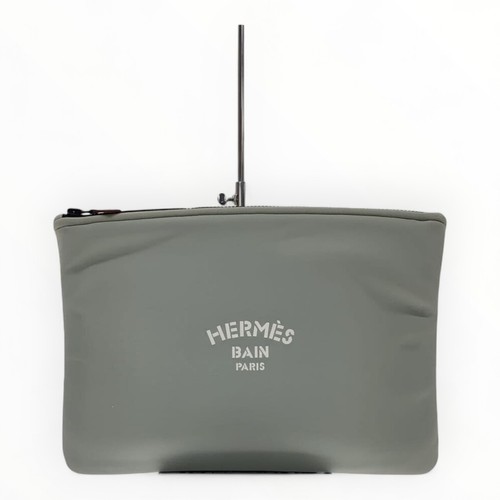 HERMES Neoban GM Clutch Pouch Grey Authentic Women H:9.25” W:12.99” 3582