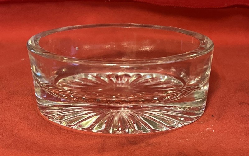 Vintage Oblong Glass Sunburst Pattern Open Salt Cellar Dip Dish.