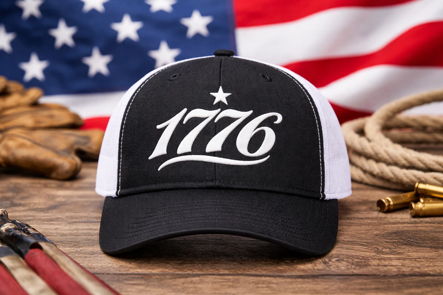 Richardson 112 Trucker Hat 1776 Embroidered Patriotic Snapback USA Cap