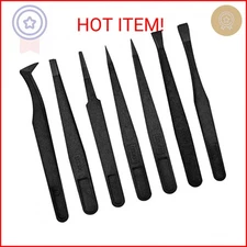 7pcs Precision Anti-static Tweezers, Marrywindix Plastic Tweezers for Electronic