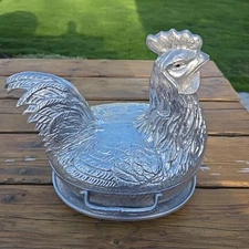 Arthur Court Designs 1978 Rooster 3 Piece Set Aluminum Metalware.  Rare! Vintage