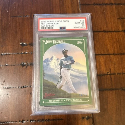 2023 Topps x Bob Ross: The Joy of Baseball Ken Griffey Jr Green/75 PSA 10 POP 3