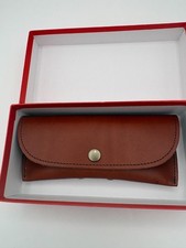Handmade Genuine Leather Eyeglasses Case - Pouch Sleeve Protector - Brown