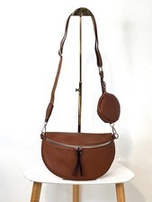 Sac banane femme camel cognac simili cuir grainé bandoulière tendance léger neuf