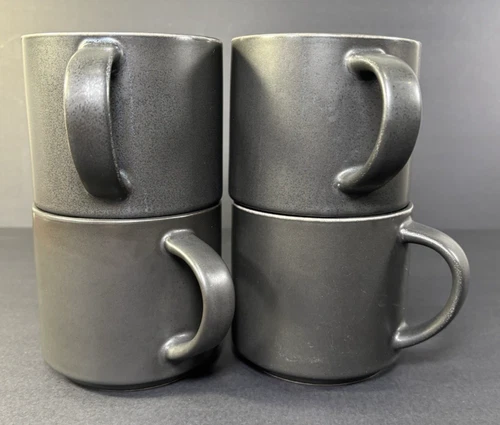 Pottery Barn Mason Stoneware Coffee Mugs Black Set of 4