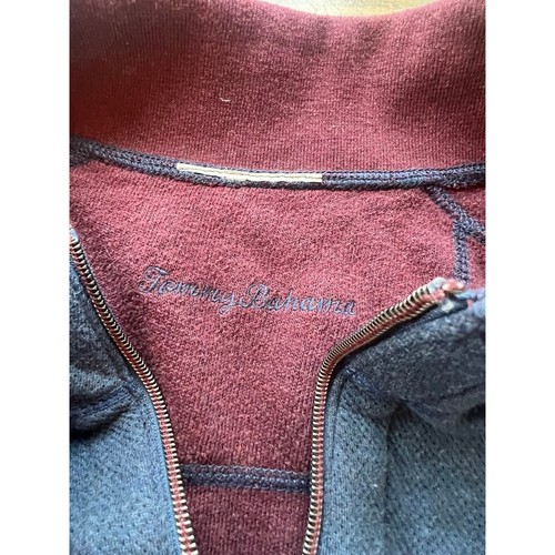 Tommy Bahama Mens Blue Textured Half Zip Pullover Mock Neck Sweater Large - Picture 2 of 6
