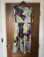 Yumi House Of Fraser Floral Patchwork Faux Silk Tassel  Occasion Dress UK 10