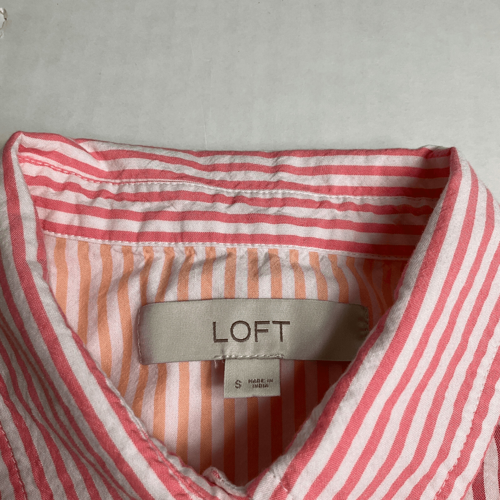 LOFT Patchwork Button Down Shirt Striped Long Sle… - image 4
