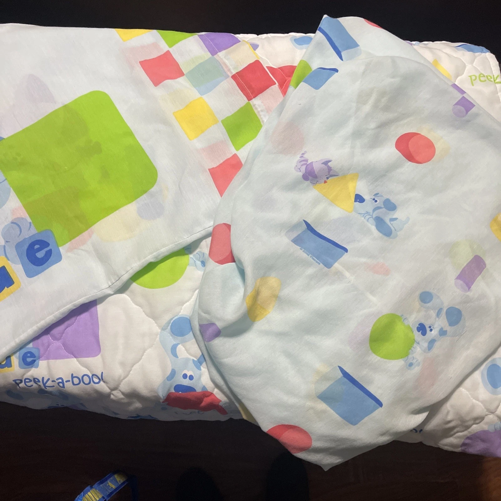 Blues Clues Crib Toddler Quilted Comforter Peek A Boo Bed Set Sheet Pillow Case