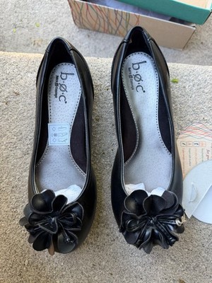 BOC Born Kids Shoes Black Flower Girl s Slip On Child Size US 13.5 EU 31 NIB