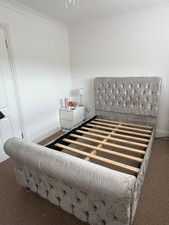 Used Small Double Crushed Velvet Bed Frame