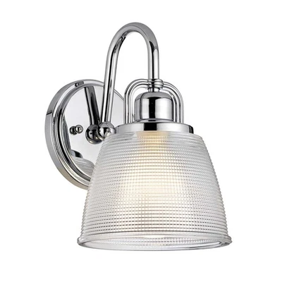 Lumière de Salle Bain Lampe Murale Luminaire LED Couloir Verre Structuré Chrome - Photo 1/2