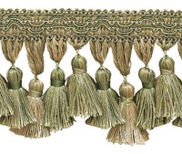 "DÉCopro Imperial II Fransenband 3 3/4\" Rayon Beige Khaki GrüN [27 Yards]"