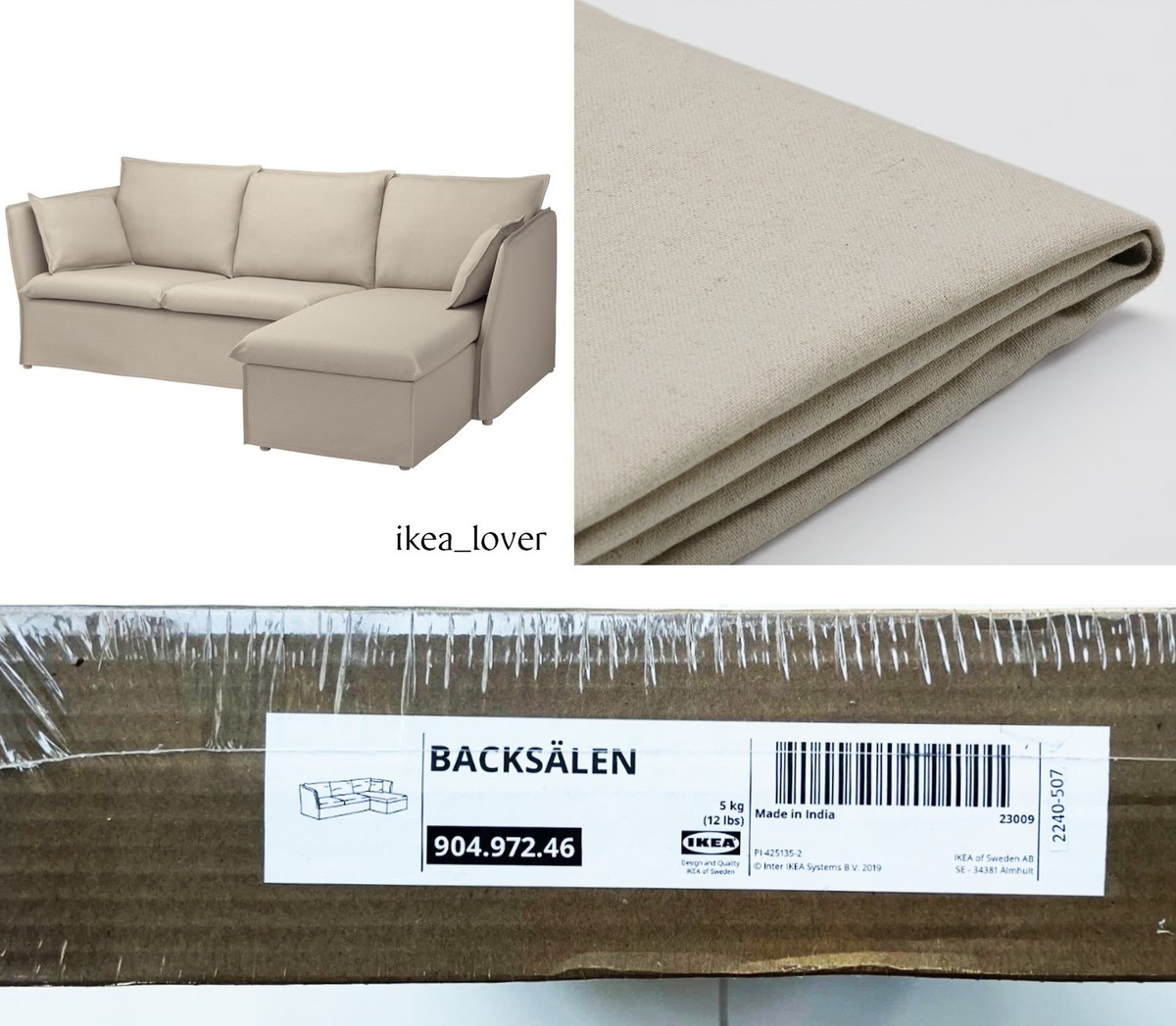 IKEA BACKSÄLEN バックセーレン カバー 2人掛けソファカバー Ikea BACKSÄLEN ONLY Cover for sofa, with chaise/Katorp natural
