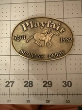 Playfair Spokane Derby Belt Buckle 1982 75th Horse 🐴 