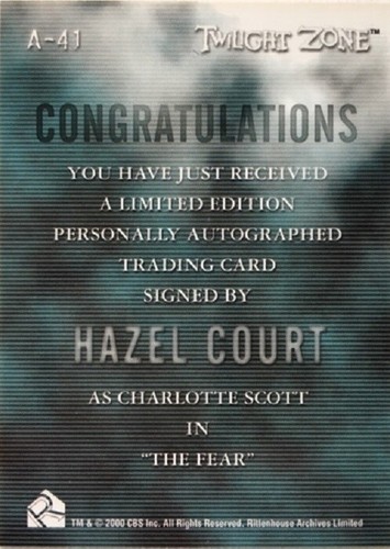 Hazel Court Autogramm A-41 aus The Twilight Zone Serie 3, 2002 - Bild 2 von 2
