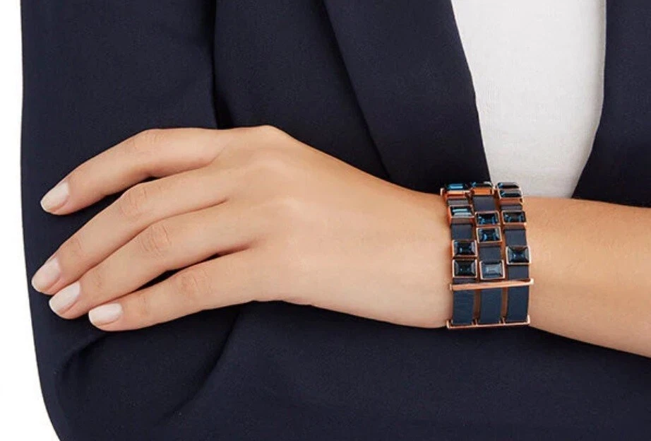 Pulsera envolvente de cuero Swarovski 5182502 cristales azules Montana ¡NUEVA! ¡SIN CAJA! #RARO Foto 2 de 4