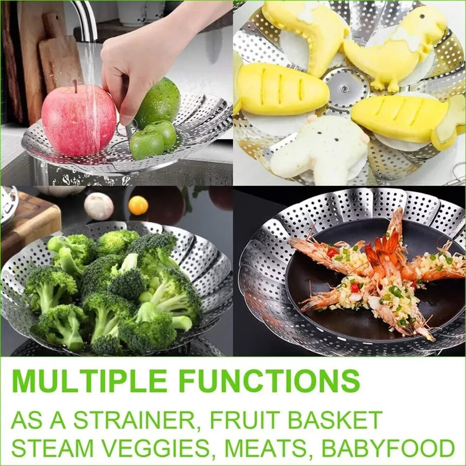 Vegetable Steamer Basket for Cooking, Stainless Steel Veggie Fish Food