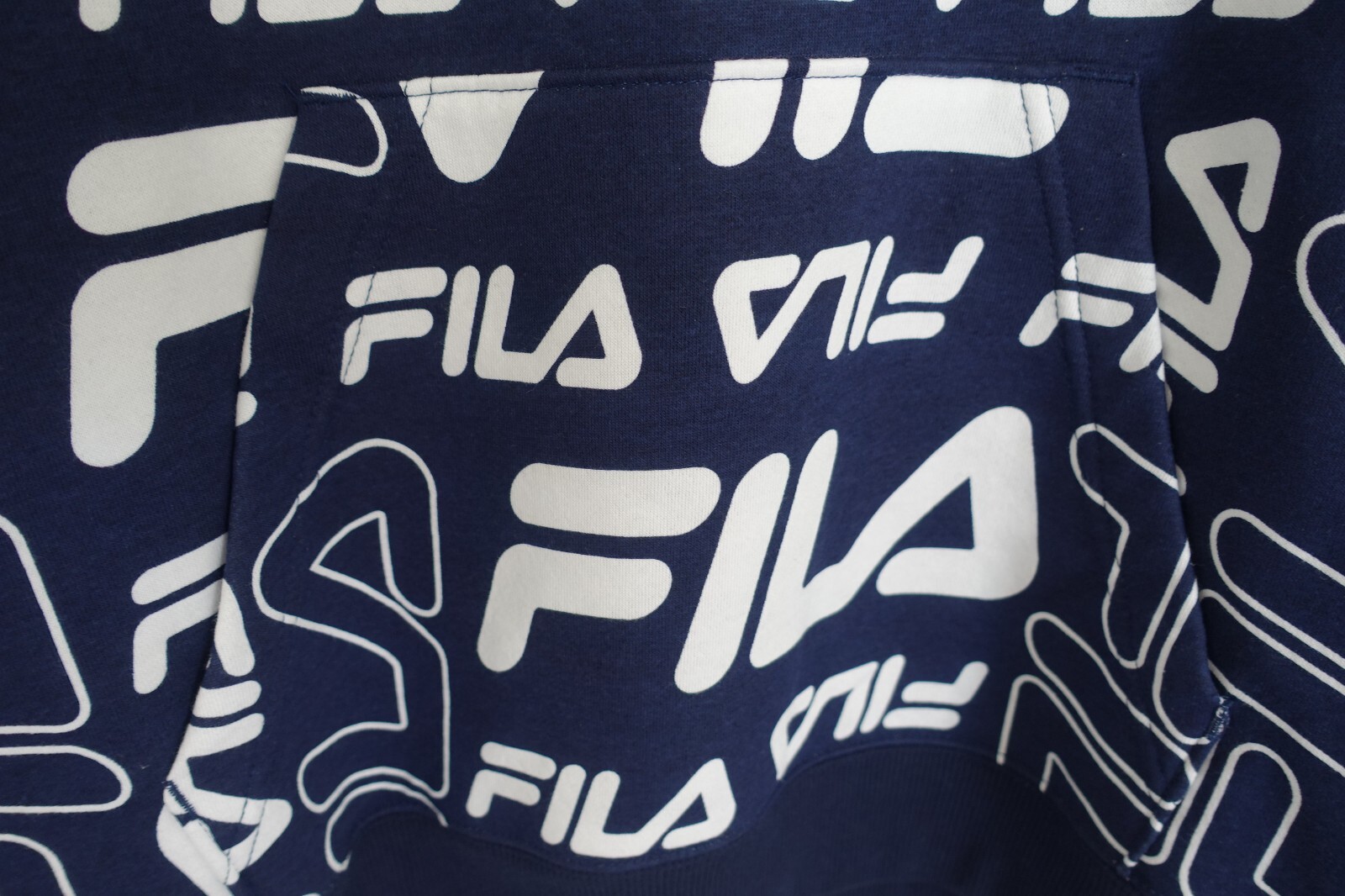 NEW Fila pullover hoodie Men Full Logo Blue L