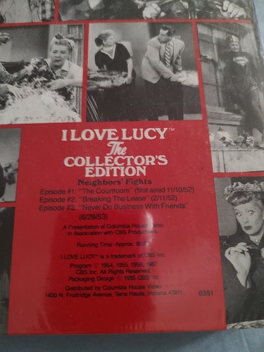 VHS I Love Lucy The Collector's Edition Neighbors Fights 3 Episodes NEW 1985 - Bild 2 von 2