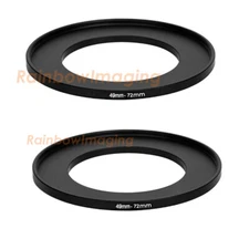 (2 Pcs ) 49-72mm 49 mm to 72 mm Metal Step Up Lens Filter Ring Adapter US Seller