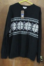 Men's "Dockers" Size XL, Dk Green w/Black  White Snowflake design, LS Sweater