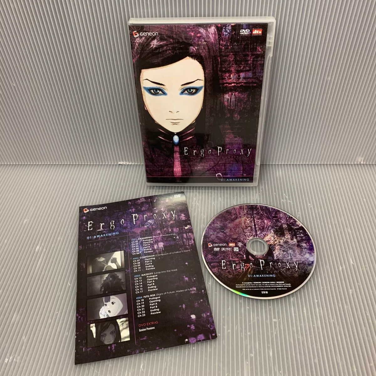 Ergo Proxy - Volume 01: Awakening (DVD, 2006, w/ Insert) Geneon Anime ~ Ep  1-4