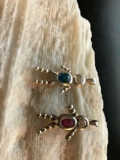 Two Charms Sterling Silver July  December Child Birthstone Pendants