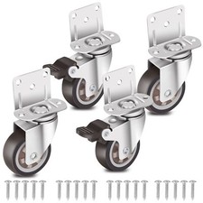 Side Mount Casters 2 Inch L-Shaped Small Rubber Caster Set of 4 Ball Bearing ...