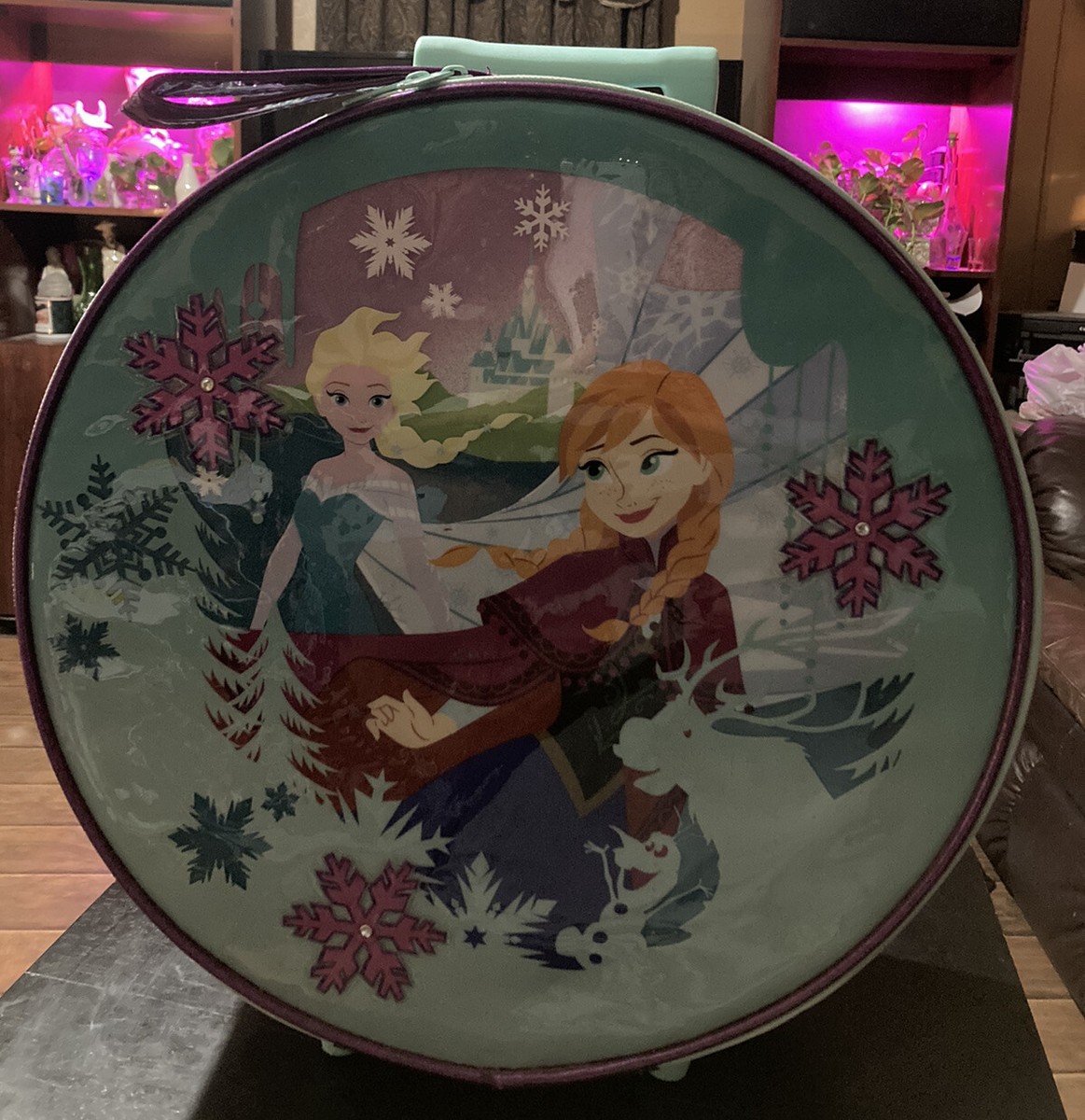 Disney Store Frozen Anna Elsa Round Rolling Luggage