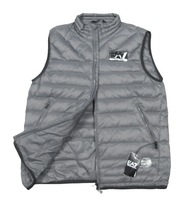 EA7 Emporio Armani Iron Gate Quilted Puffer Down Waistcoat Full Zip Vest $345