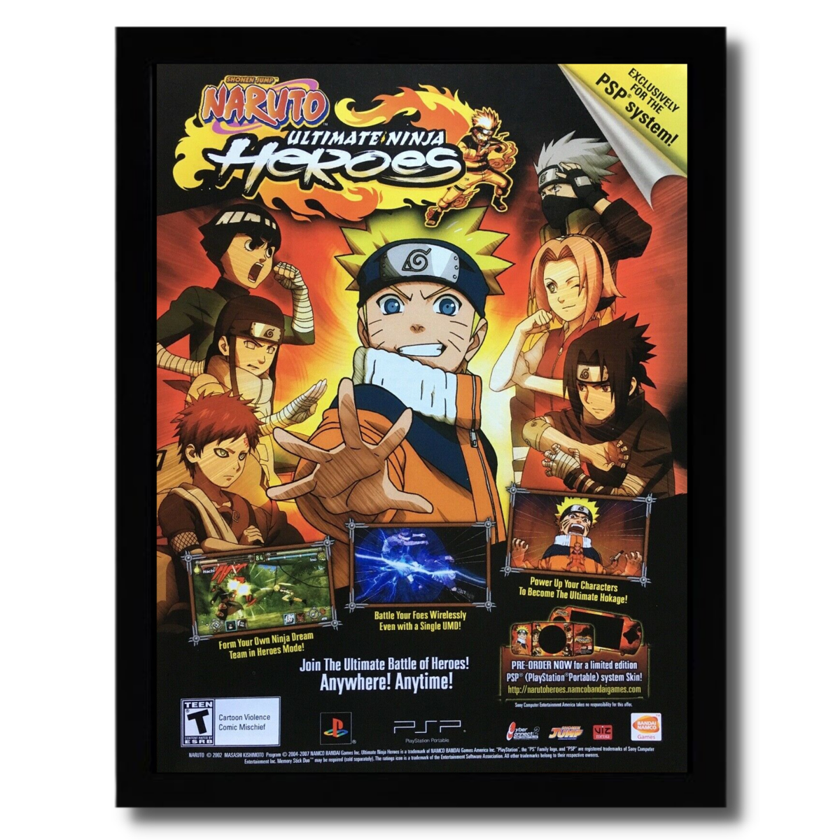 2008 Naruto: Ultimate Ninja Heroes Framed Print Ad/Poster PSP