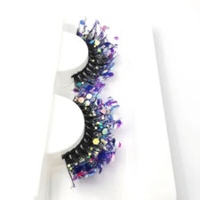 NWOT Fancy Glitter Lashes with Rhinestones - Purple