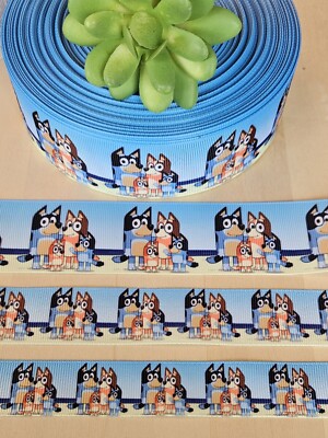 7/8, 1 & 1.5  (1 YD) Bluey Grosgrain Ribbon Bingo Bluey Character Ribbon