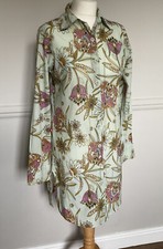 Brazilian Designer Rima Makdesi -Cotton Shirt Dress Beach Cover Up UK 12 EU 40