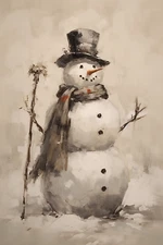 SNOMAN CHRISTMAS WINTER STRETCHED CANVAS PRINT WALL ART READY TO HANG CA26